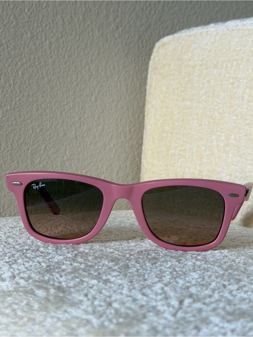 Matte Pink Ray-Ban Wayfarer Sunglasses - Picture 9 of 14